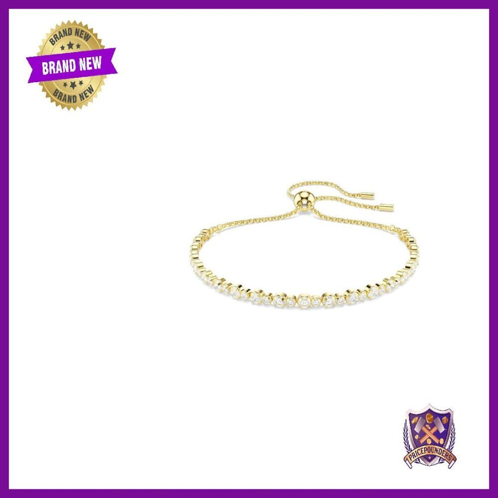 Adjustable Tennis Bracelet with Clear Crystals, Gold-Tone Finish